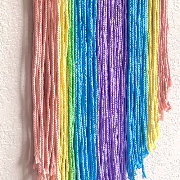 Vibrant Woven Moving Rainbow in Hoop Wall Hanging Nursery Children's Room Decor - Picture 6 of 8